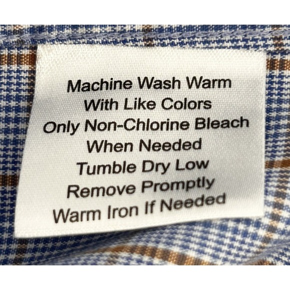 Jos A Banks Tailored Fit Blue Plaid Mens (15) Small Long Sleeve Button Up Shirt - Picture 8 of 8